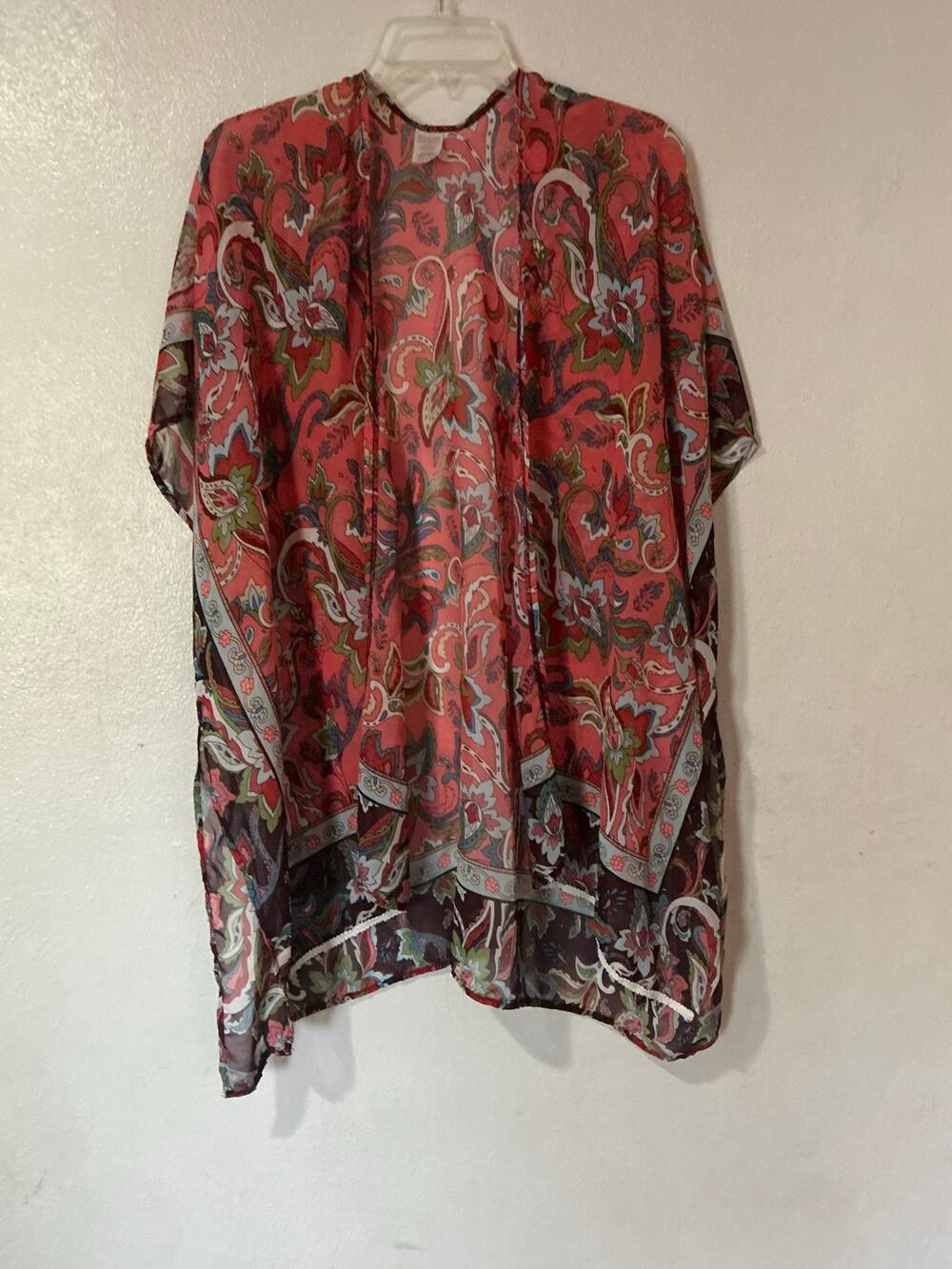 one-size tasseled scarf wrap with a paisley pri